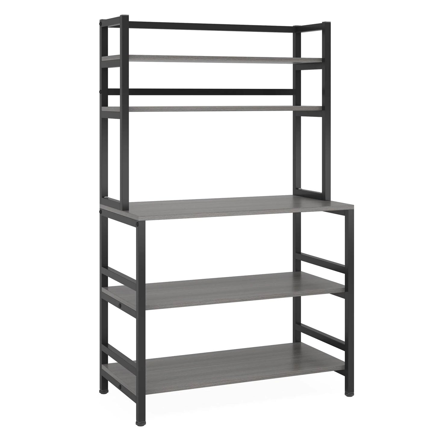 Stable Black & Grey Kitchen Baker's Rack, 5-Tier Freestanding Kitchen Utility Storage Shelf