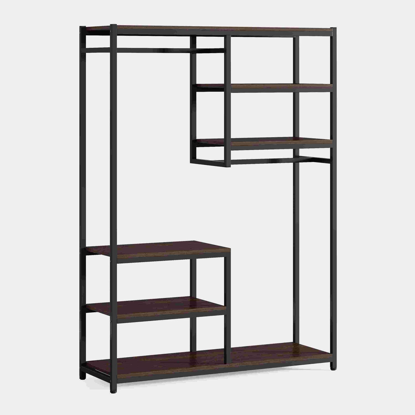 Stable Black & Brown Freestanding Closet Organizer, 120 Cm Wide Garment Racks