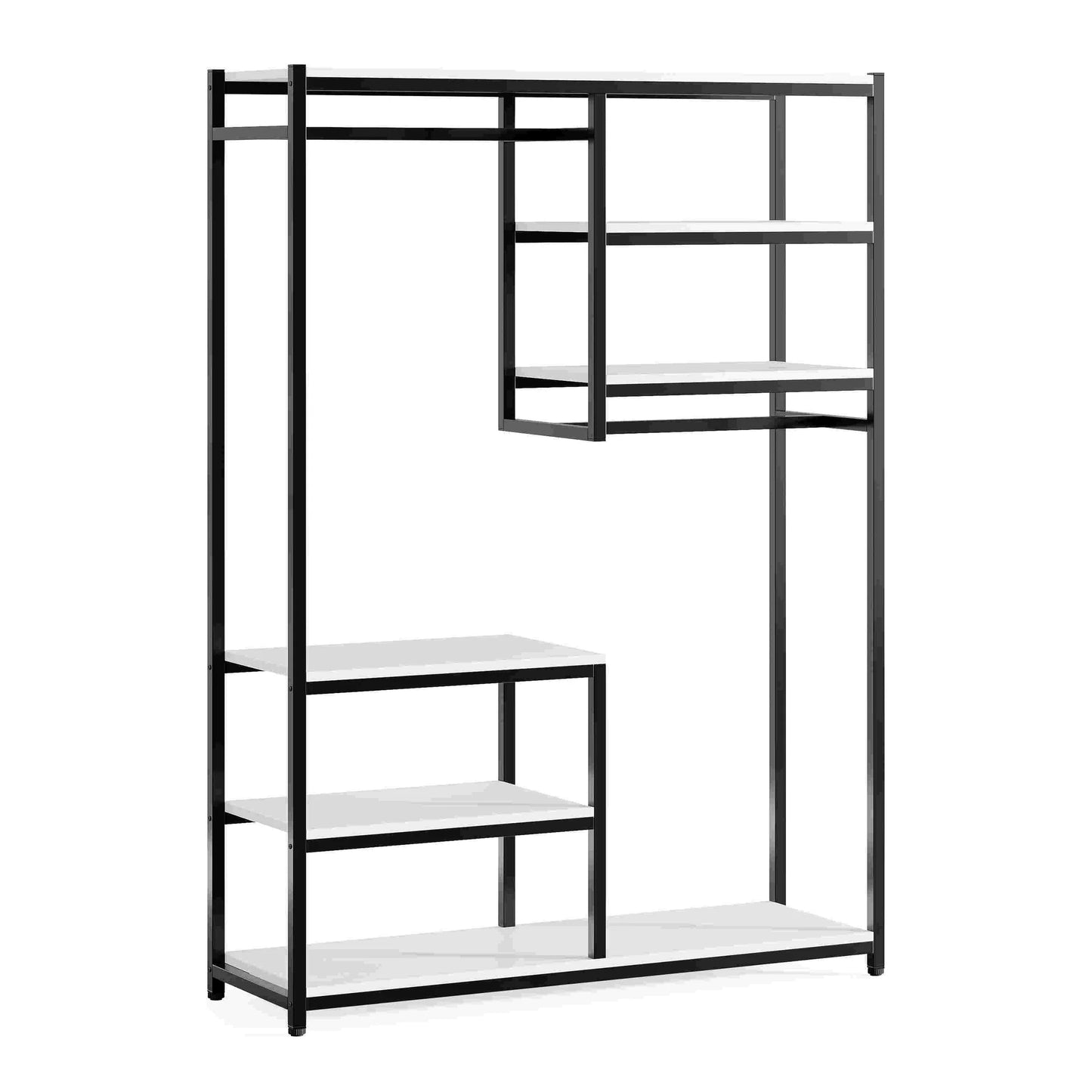 Stable Black & White Freestanding Closet Organizer, 120 Cm Wide Garment Racks