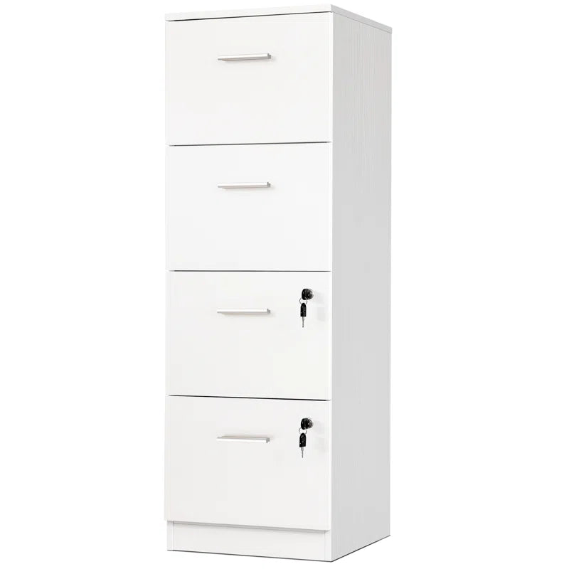 Wide 4 -Drawer Vertical Filing Cabinet - White