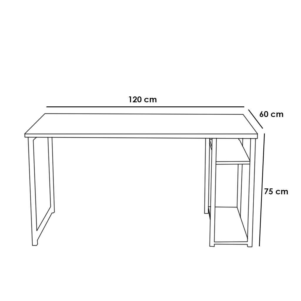 Desk Black & White 120X60/75 Cm