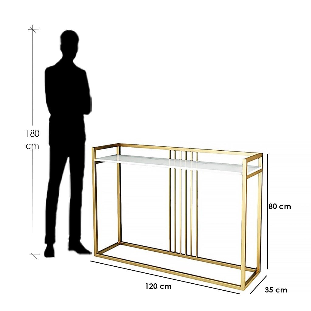 Console Gold & White 120X35/80 Cm