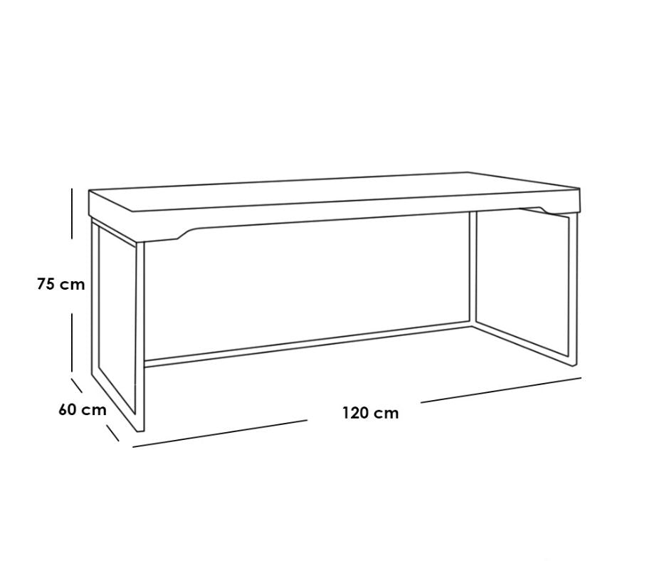 Desk Black & Beige 120X60/75 Cm