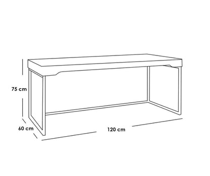 Desk Black & Beige 120X60/75 Cm