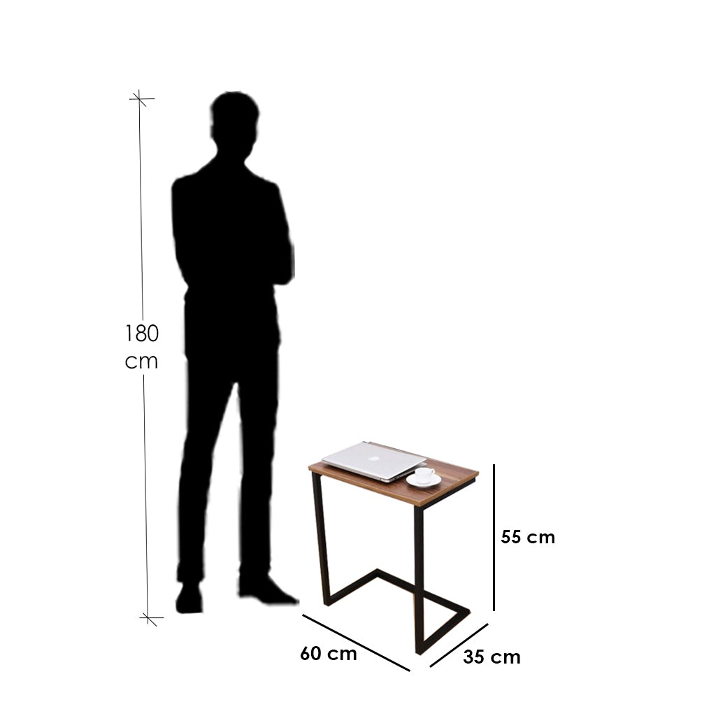 Side Table Black & Brown 60X35/55 Cm