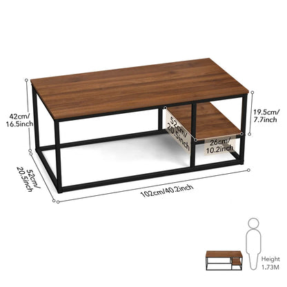 Murano Coffee Table With Shelf Black & Brown 102X52/42 Cm