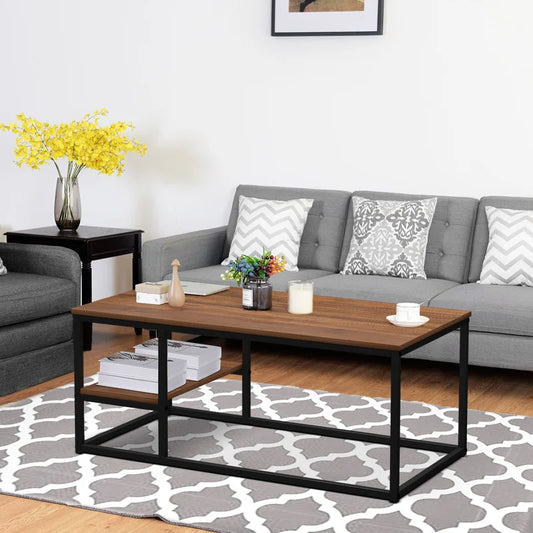 Murano Coffee Table With Shelf Black & Brown 102X52/42 Cm
