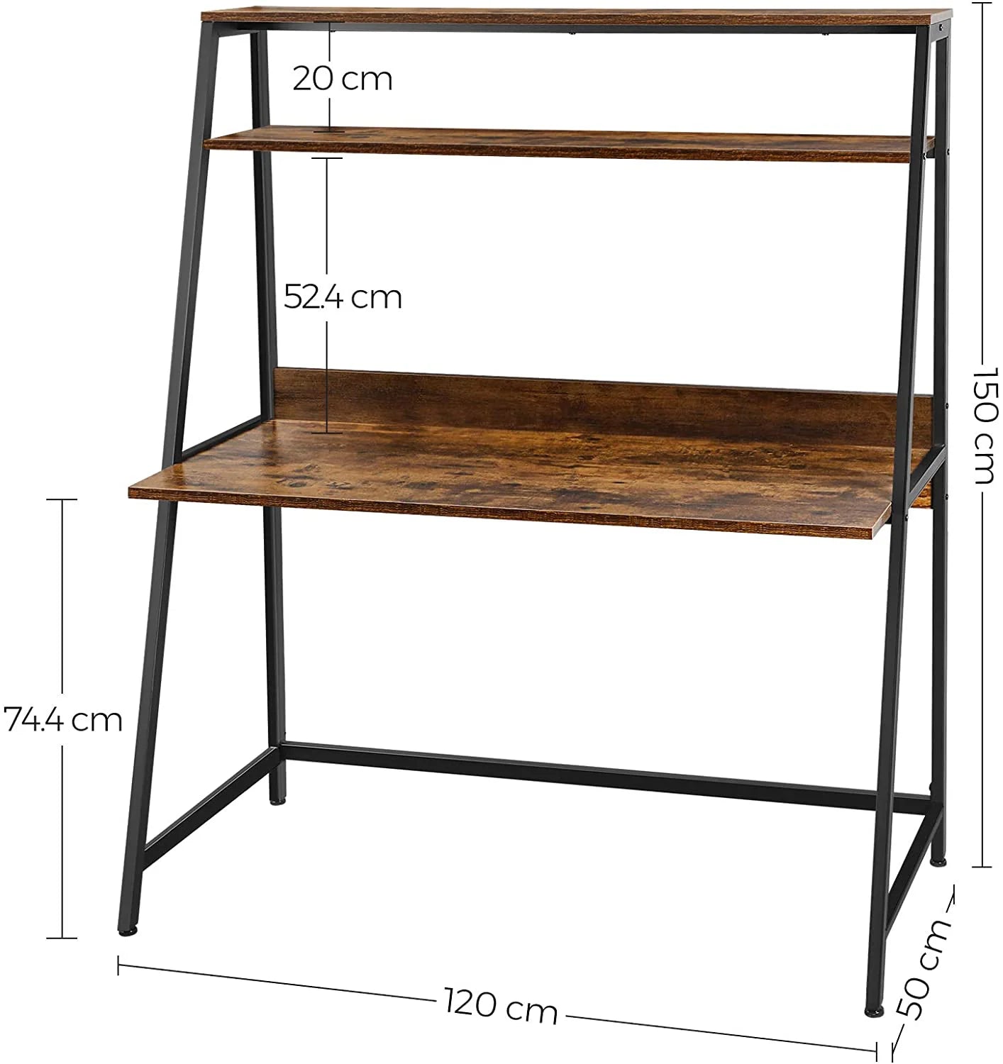 Home Desk Brown & Black120X50/74.4/150 Cm