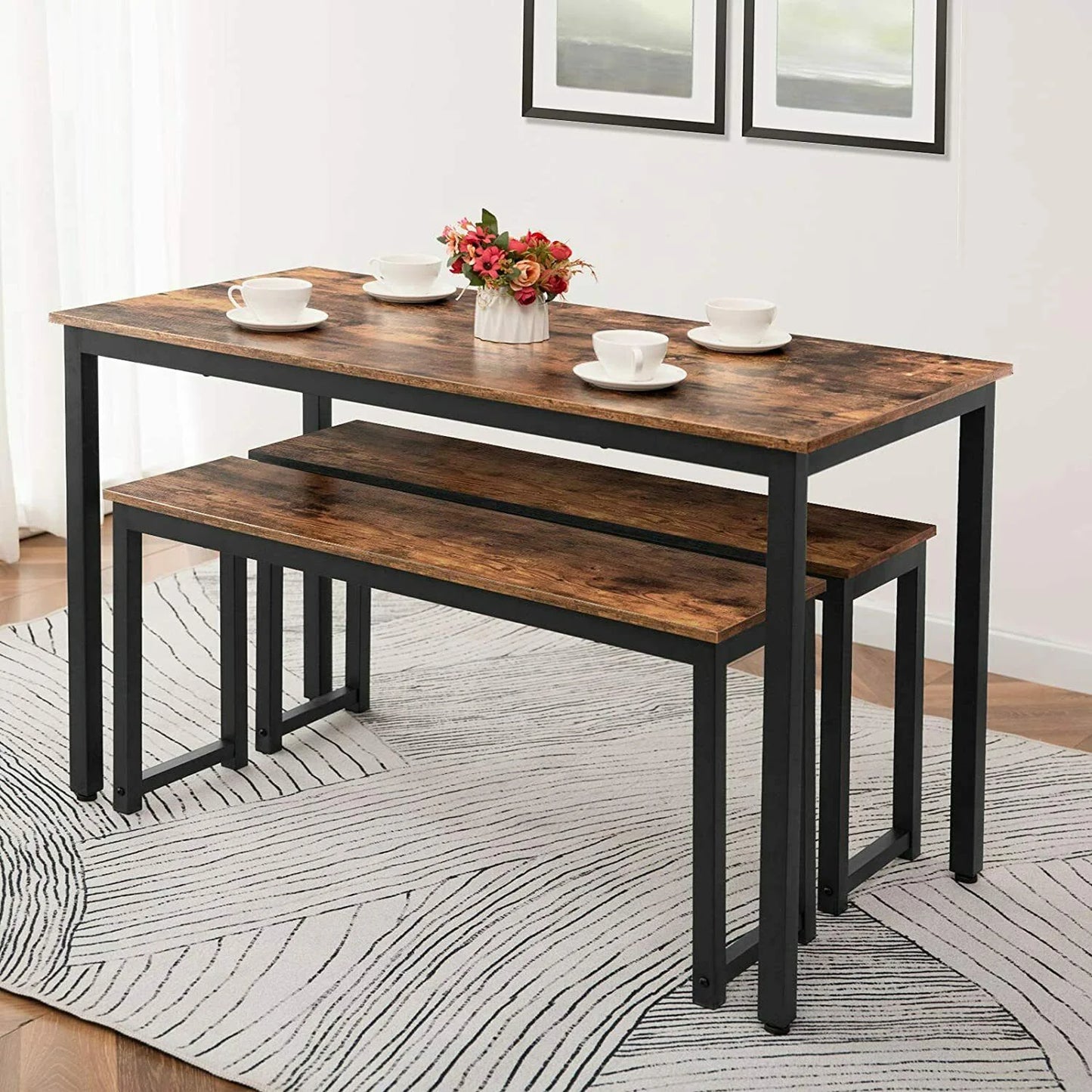 Dining Table Black & Brown 120X60/77 CM