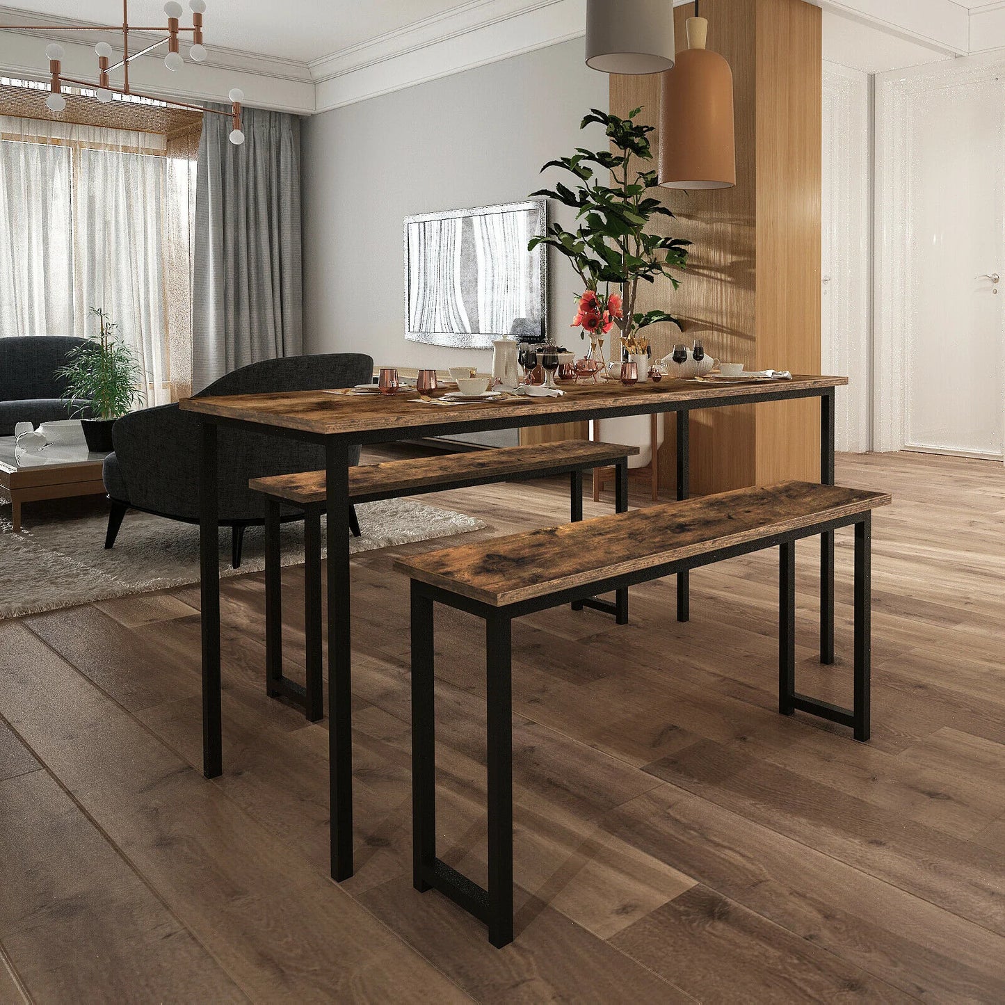 Dining Table Black & Brown 120X60/77 CM