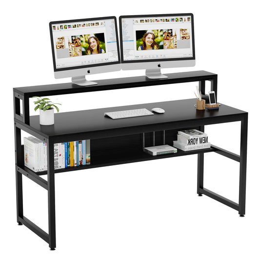 Computer Desk with Shelves and Monitor Stand 140X60/75/90 Cm