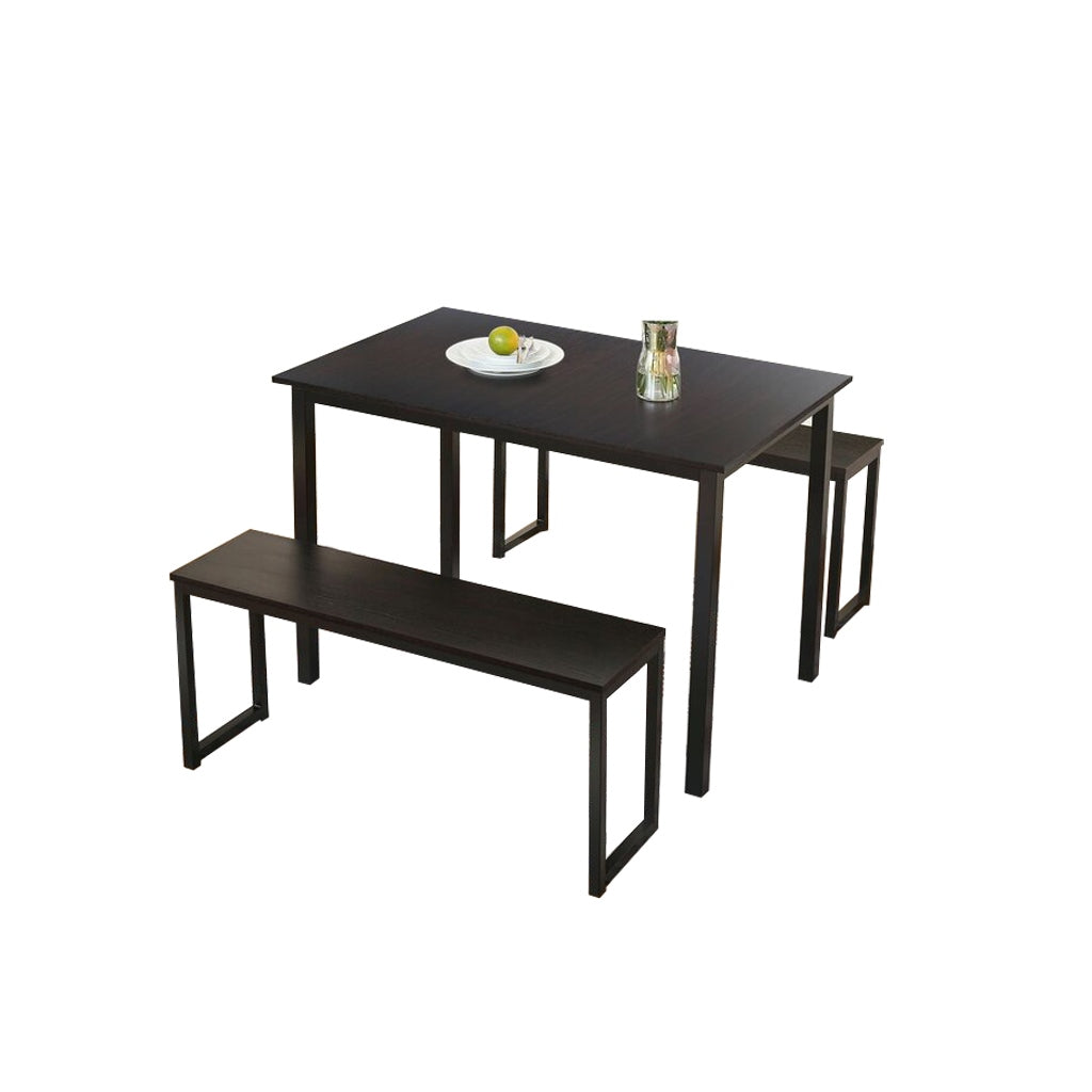 Dining Table and 2 Benches - Black