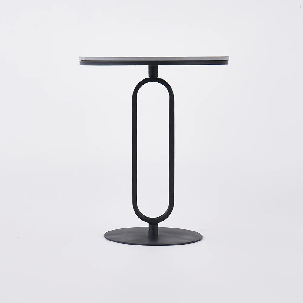 Modern Dark Gray Sintered Side Table -  Steel Base