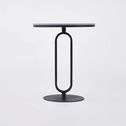 Modern Dark Gray Sintered Side Table -  Steel Base