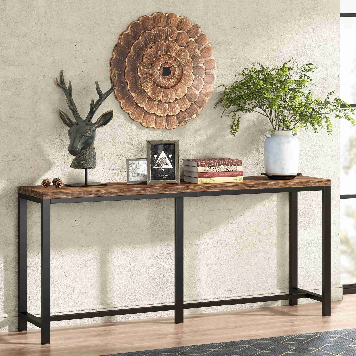 Console Table Black & brown 140X30/78 Cm