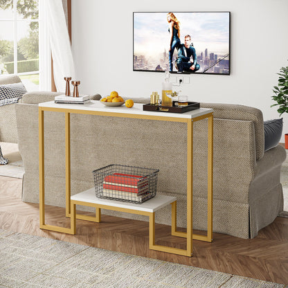 2 tire Console Table Gold 108X30/90 Cm