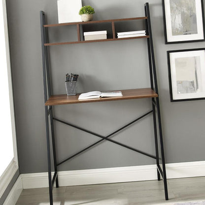 Tall Compact Industrial Ladder Desk with Storage