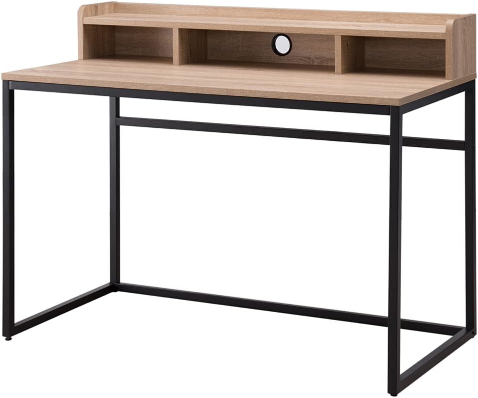 Modern Wood and Metal Home Office Desk (Light Wood)