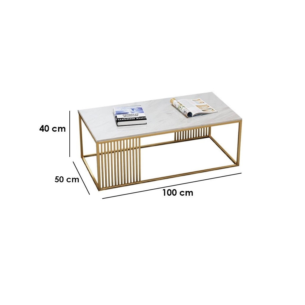 Center Table Gold & White 100X50/40 Cm