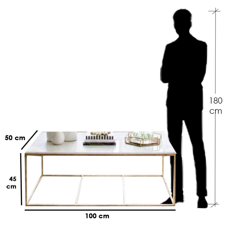 Center Table Gold & White 100X50/45 Cm