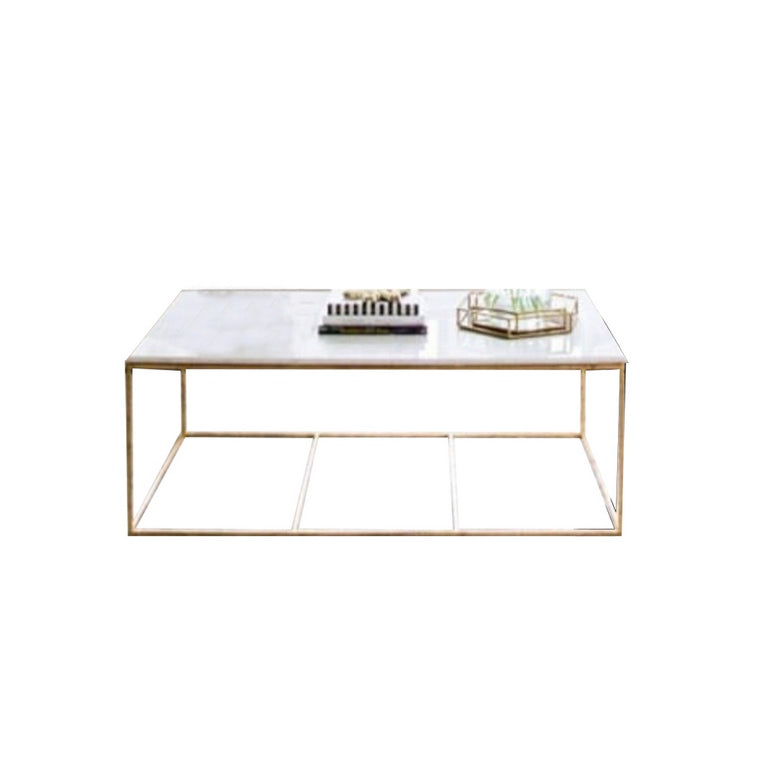 Center Table Gold & White 100X50/45 Cm