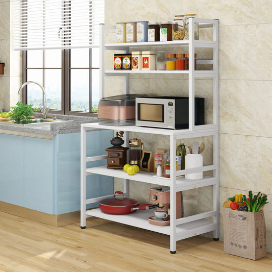 Stable White  Kitchen Baker's Rack, 5-Tier Freestanding Kitchen Utility Storage Shelf