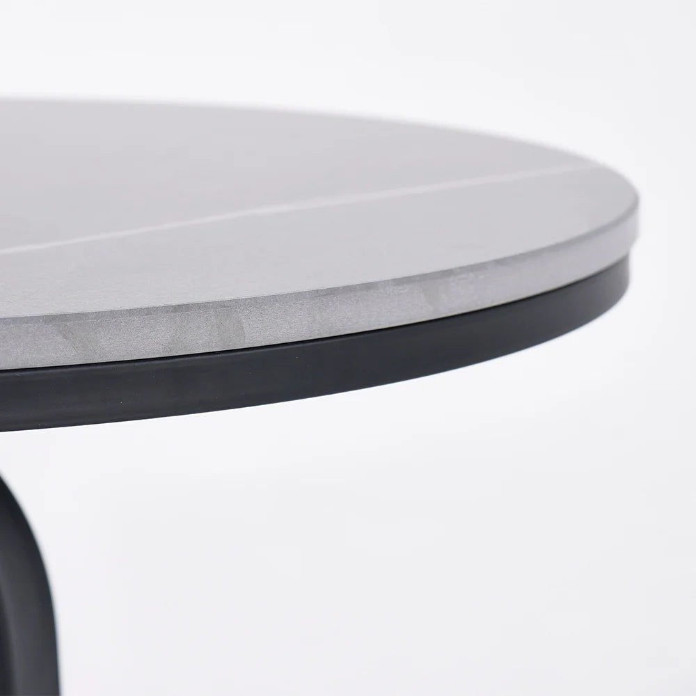 Modern Dark Gray Sintered Side Table -  Steel Base