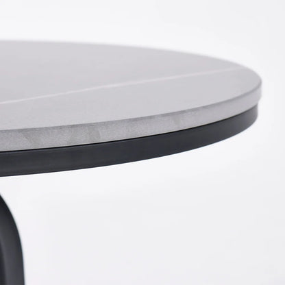 Modern Dark Gray Sintered Side Table -  Steel Base