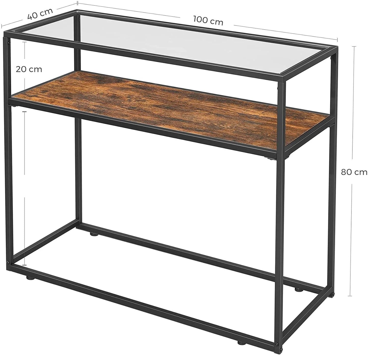 Console Black & Brown 100X40/80 Cm