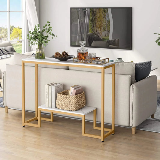 2 tire Console Table Gold 108X30/90 Cm