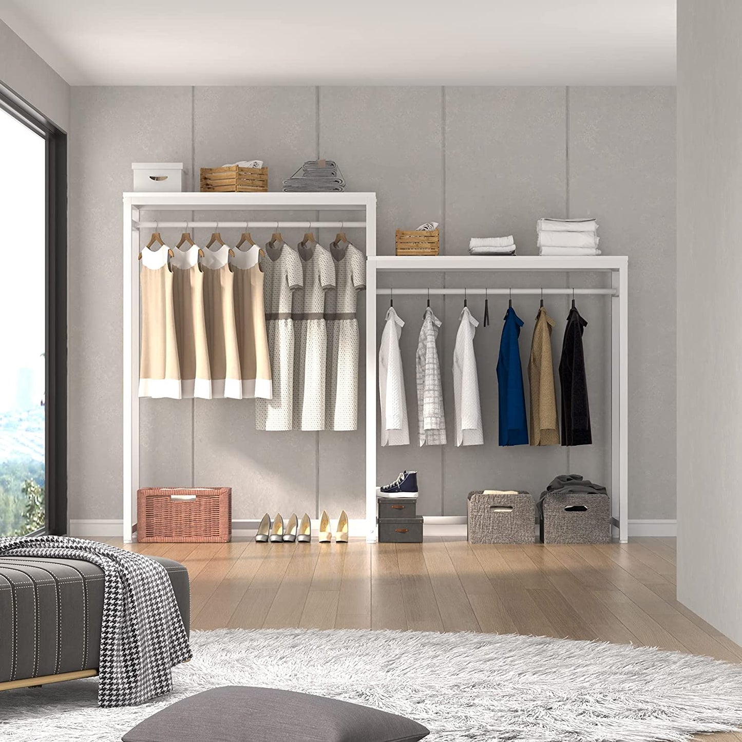 Stable Free Standing Closet Organizer, Heavy Duty Wardrobe Closet