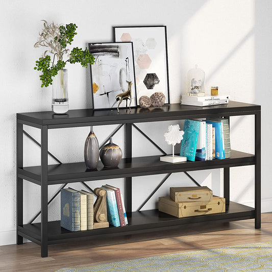 Console Table,140 Cm  with 3-Tier Storage Shelves