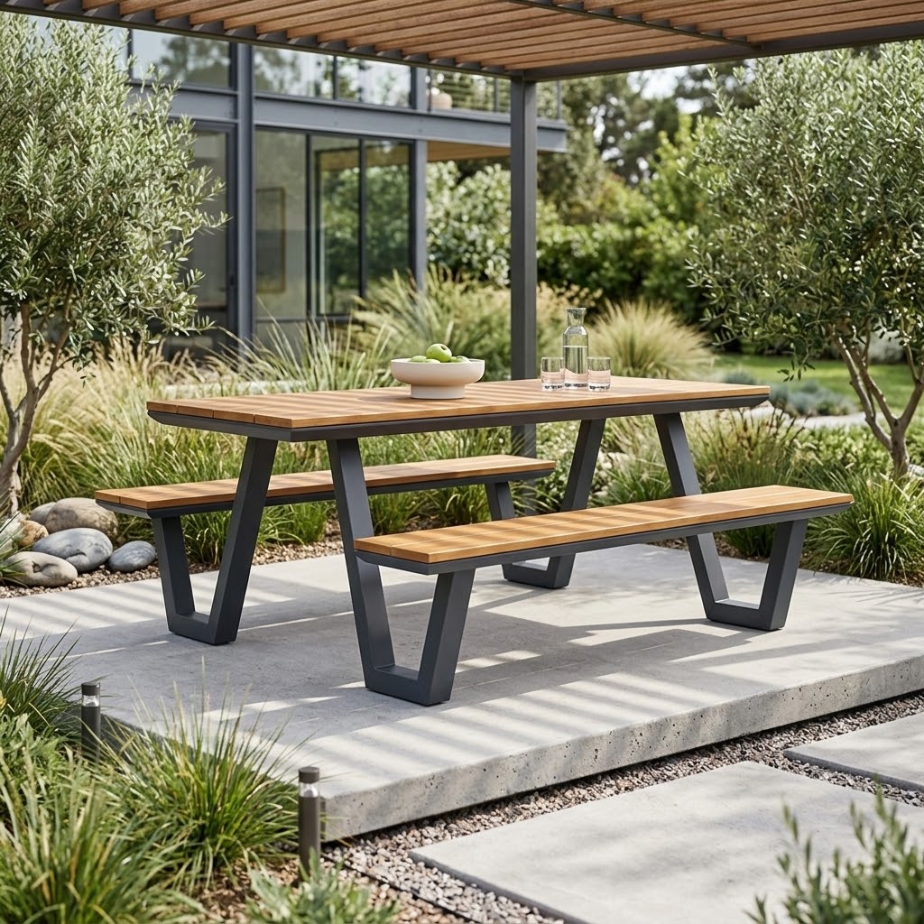 Havana Picnic Table - Heavy Steel & Pine Wood