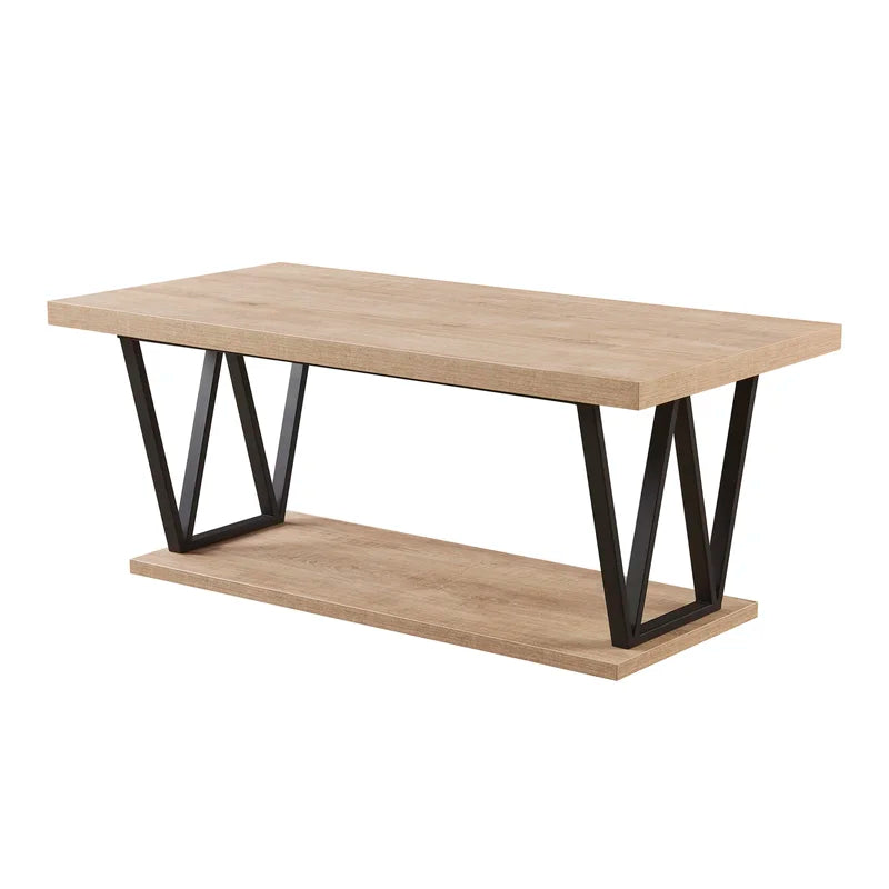 Coffee Table Black & Beige 111X55.5/45 Cm