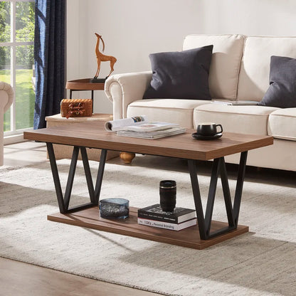 Coffee Table Black & Brown 111X55.5/45 Cm