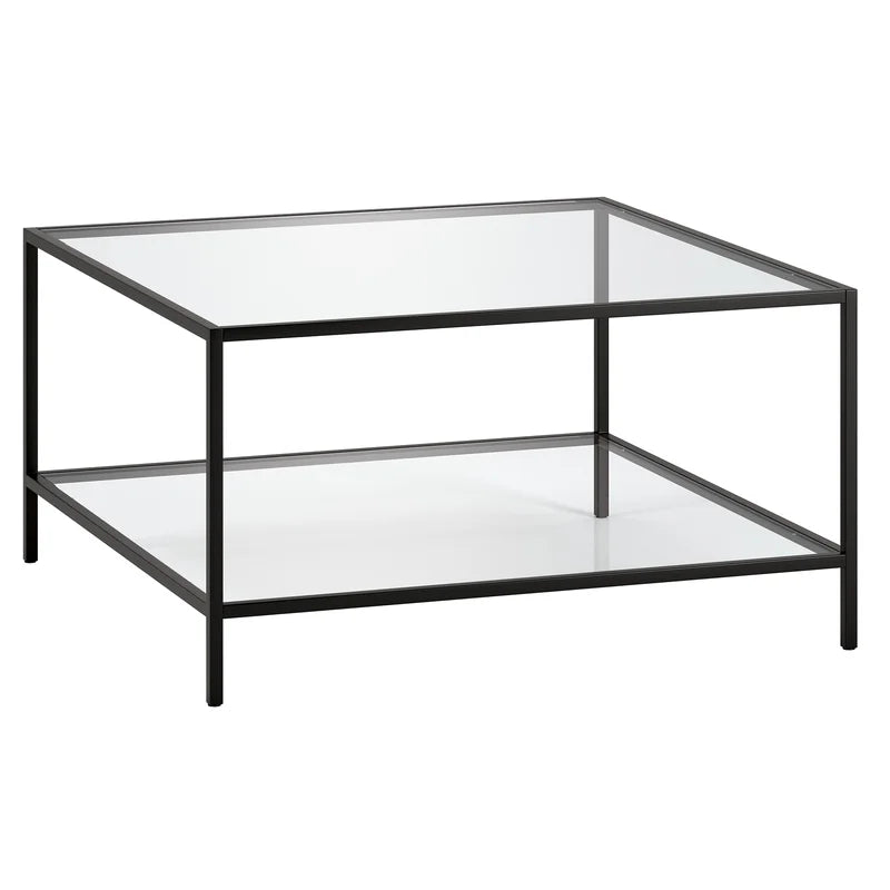 Square Coffee Table With Glass Shelf