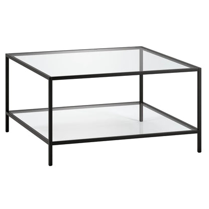 Square Coffee Table With Glass Shelf