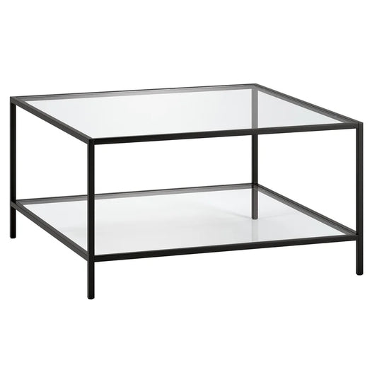 Square Coffee Table With Glass Shelf