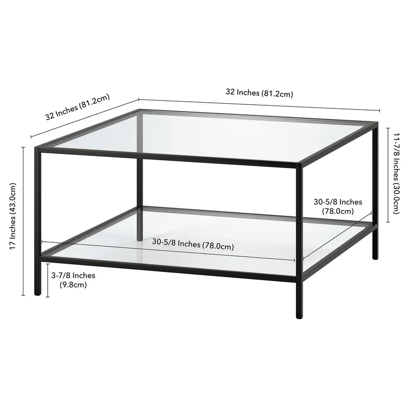 Square Coffee Table With Glass Shelf