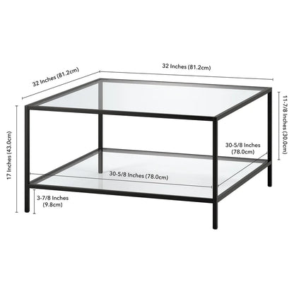 Square Coffee Table With Glass Shelf