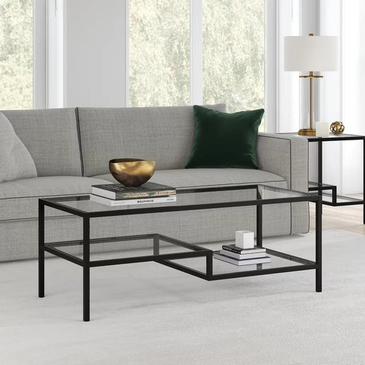 Coffee Table 4 Leg Black 114X51/43 Cm