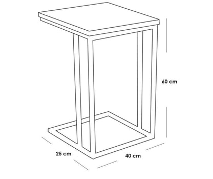 Side Table Black & Brown 40X25/60 Cm