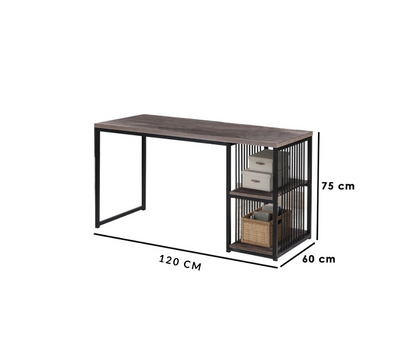 Modern Desk with Two Racks for Storage, Brown & Black