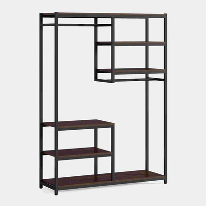 Stable  Black & Brown Freestanding Closet Organizer, 120 Cm Wide Garment Racks