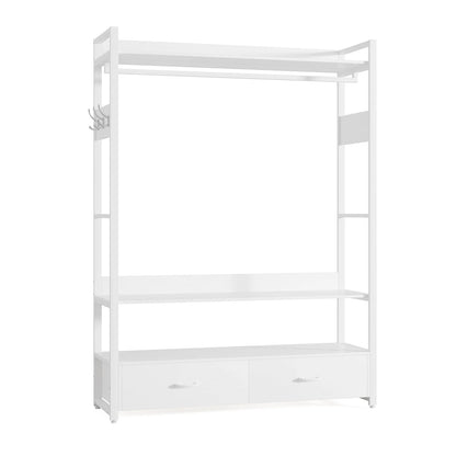 Stable Freestanding Closet Organizer, Garment Rack with Drawers & Storage Shelves