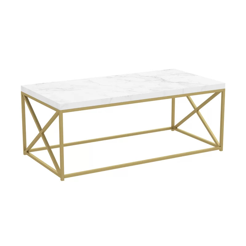 Coffee Table Gold & White 112X55.5/43 Cm