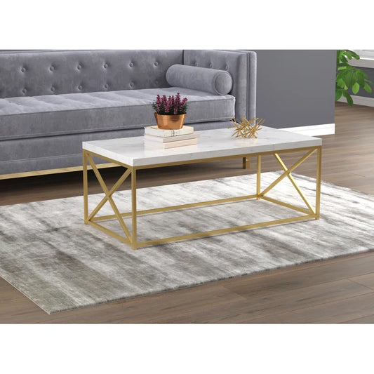 Coffee Table Gold & White 112X55.5/43 Cm