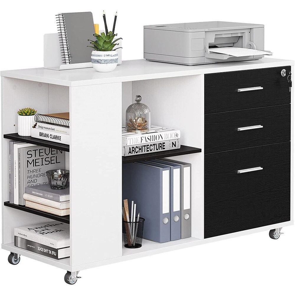 Stable Mobile 3 Drawers File Cabinet with Lock and Drawer