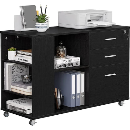 Stable Mobile 3 Drawers File Cabinet with Lock and Drawer