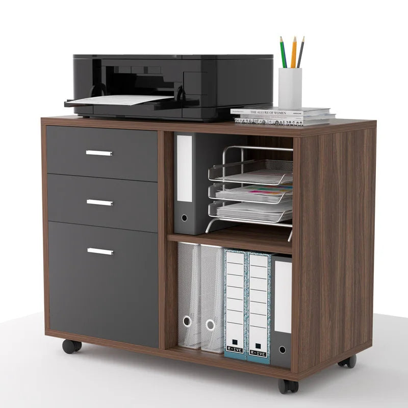 Multifunctional large-capacity mobile file cabinet and 3 drawers and 2 shelves